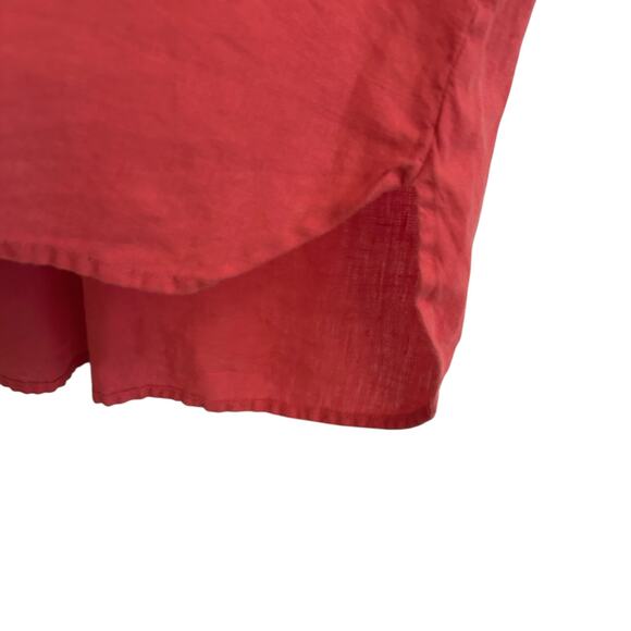 J. Crew Baird McNutt Coral Orange Relaxed Fit Shirt Top Sz 4 Linen Popover - Picture 4 of 5